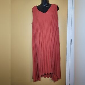 J. Jill Wearever Collection Sunburst Pleated Accordion Style Midi Dress sz LP